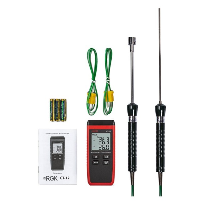 Термометр RGK CT-12 с погружным зондом температуры TR-10W и поверхностным зондом TR-10S с поверкой Термометр RGK CT-12 с погружным зондом температуры TR-10W и поверхностным зондом TR-10S с поверкой