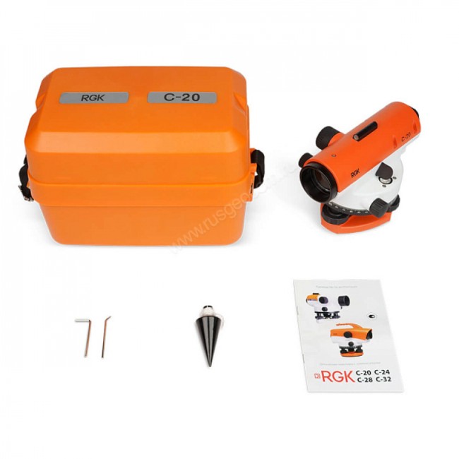 Комплект оптический нивелир RGK C-20 с поверкой + штатив S6-N + рейка AMO S4 Комплект оптический нивелир RGK C-20 с поверкой + штатив S6-N + рейка AMO S4