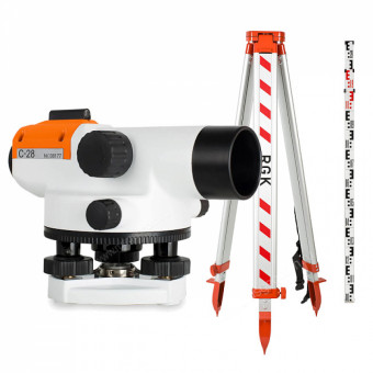 Комплект оптический нивелир RGK C-28 с поверкой + штатив S6-N + рейка RGK TS-7