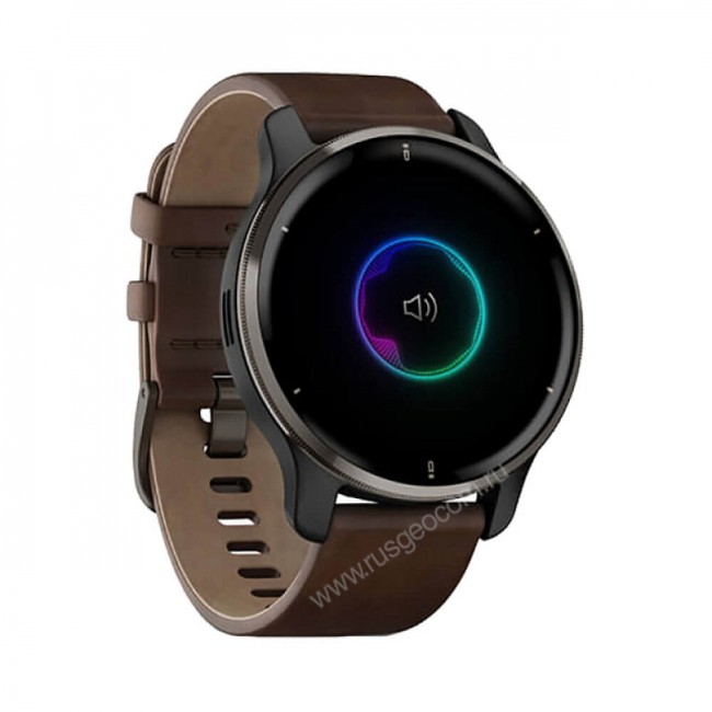 Часы Garmin Venu 2 Plus серый с серым безелем и кожаным ремешком Часы Garmin Venu 2 Plus серый с серым безелем и кожаным ремешком