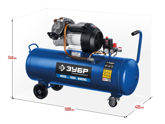 Компрессор воздушный масляный КПМ-400-100 ЗУБР Профессионал