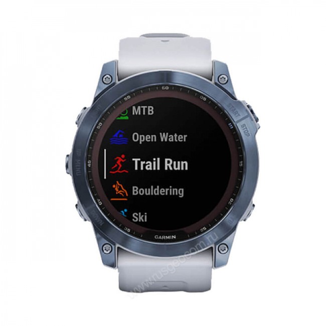 Часы Garmin Fenix 7X Sapphire Solar титановый синий минерал DLC с белым ремешком Часы Garmin Fenix 7X Sapphire Solar титановый синий минерал DLC с белым ремешком