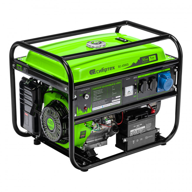 Генератор бензиновый БС-6500Э, 5.5 кВт Сибртех