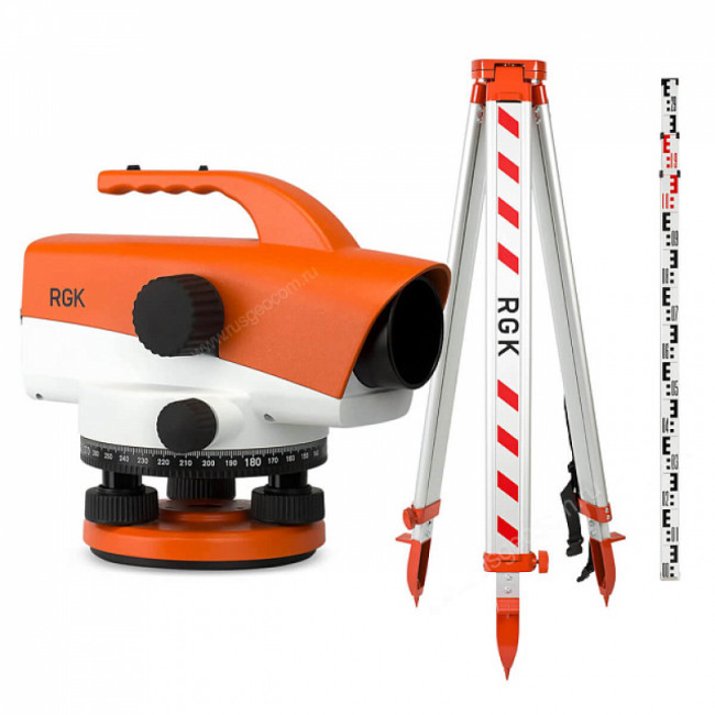 Комплект оптический нивелир RGK C-32 + штатив S6-N + рейка AMO S3 Комплект оптический нивелир RGK C-32 + штатив S6-N + рейка AMO S3