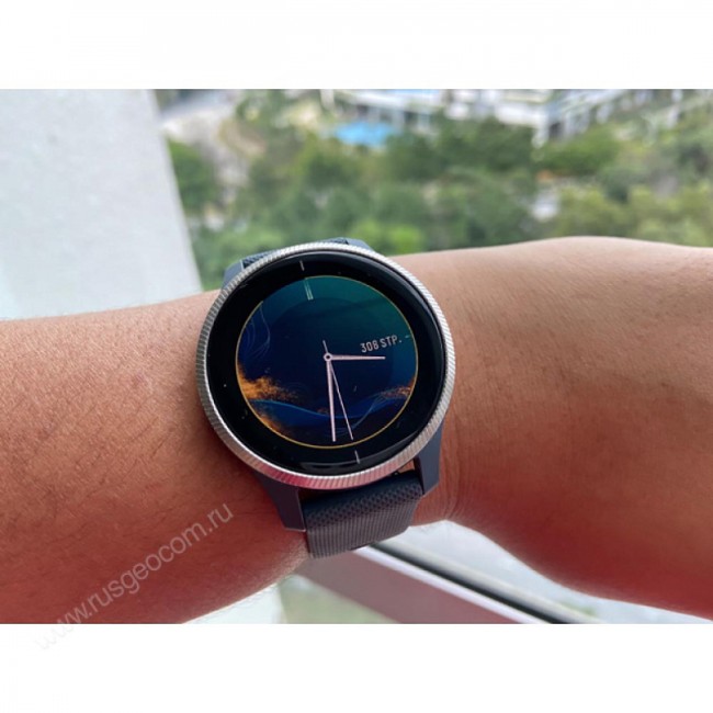 Часы Garmin Venu синий гранит с серебристым безелем Часы Garmin Venu синий гранит с серебристым безелем